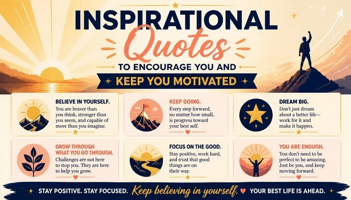 Inspirational quotes to encourage you, stay positive, and keep you motivated.